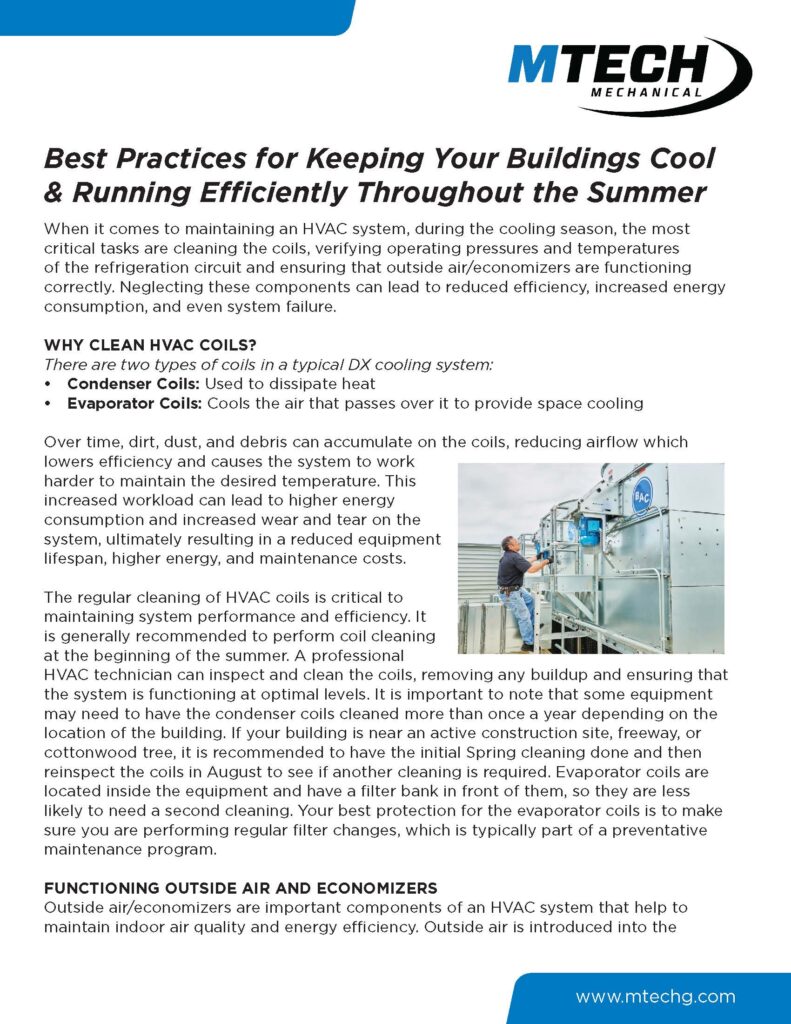 Summer Tips – Maintaining Coils & Outside Air/Economizers
